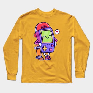 Cute Game Controller With Skateboard Cartoon Long Sleeve T-Shirt